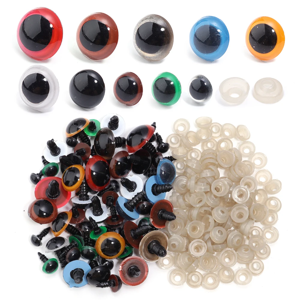50 Uds. Ojos de seguridad de plástico negro de 8-20mm para juguetes Amigurumi Diy Kit manualidades oso de peluche ojo de juguete para accesorios de decoración de muñecas