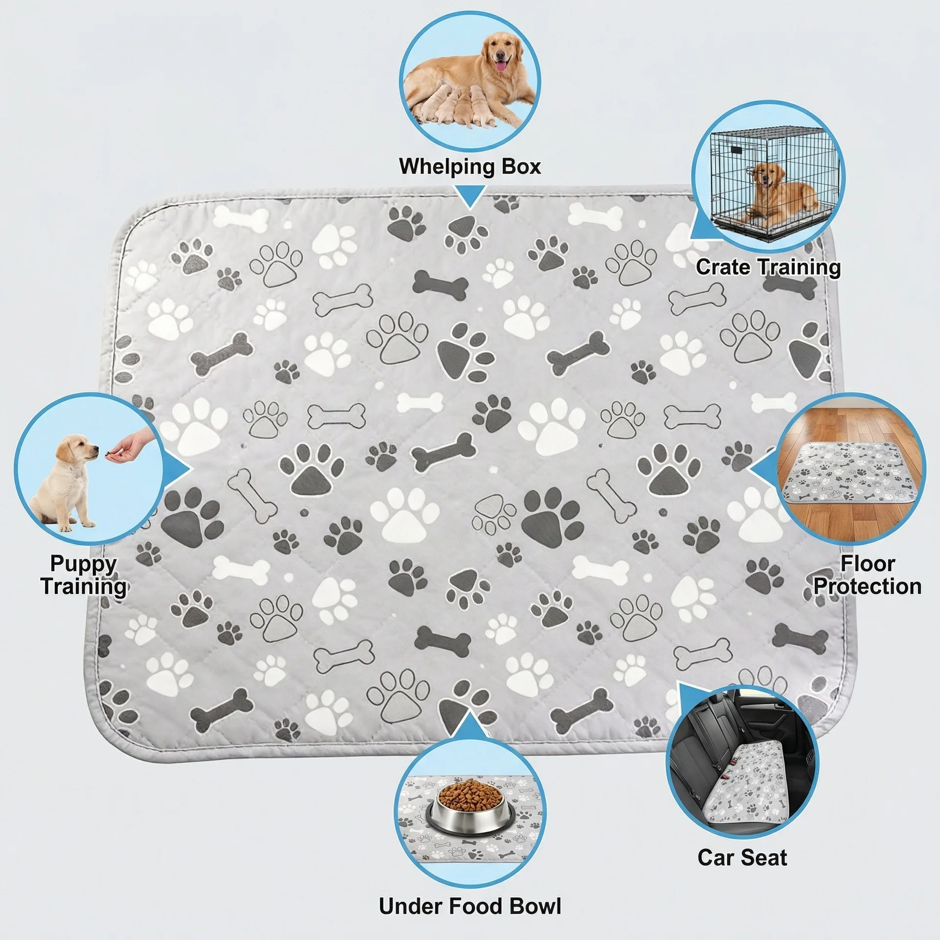 Washable Repeat Dog pee pad Pet Anti-slip mat Puppy Training Pads Highly absorbent Leak-proof Pet mat Four layers Suck Travel view 4