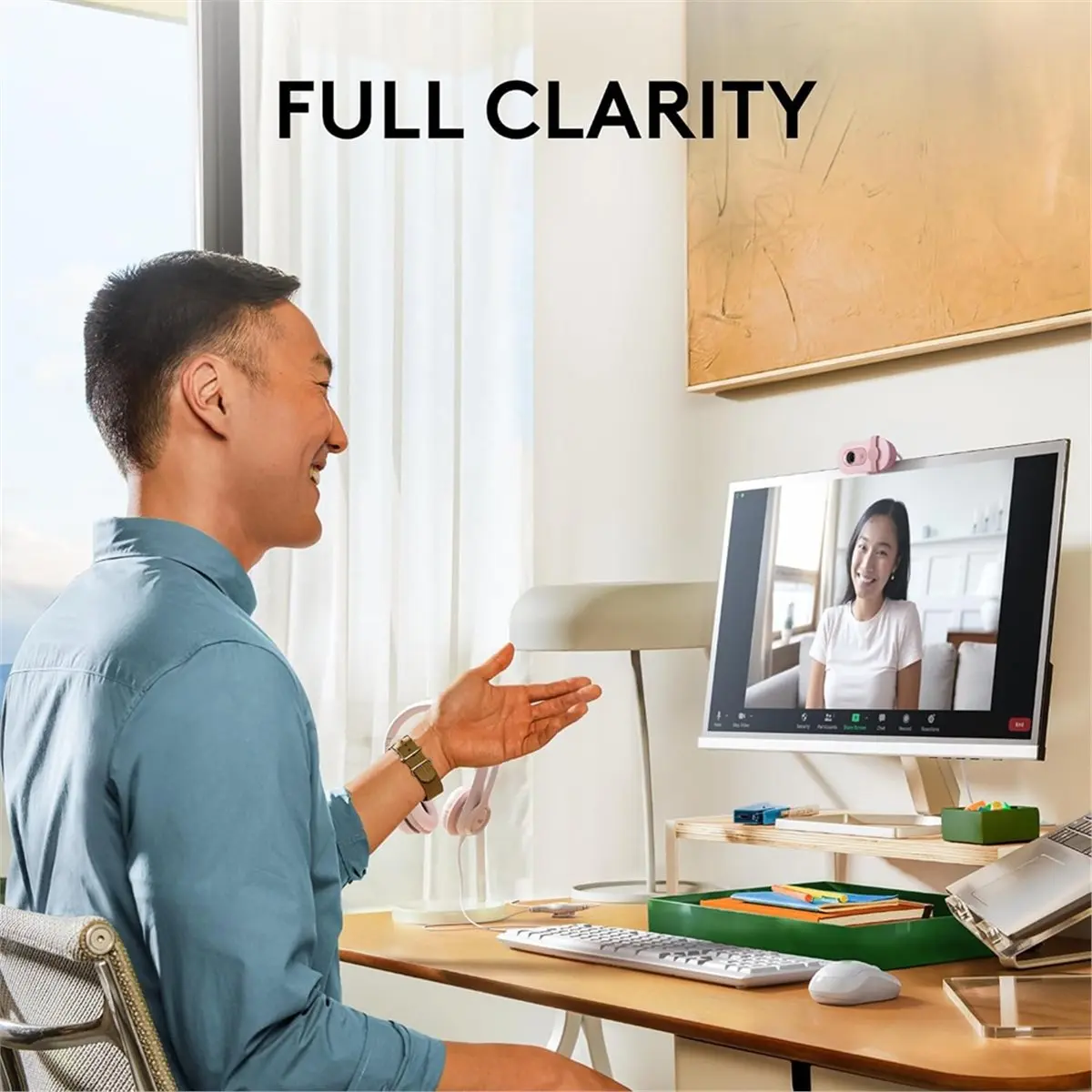 90 Full HD 1080p Webcam, Auto-Light Balance, Privacy Cover, Built-in Mic, USB2.0 for Remote Work, Online Classes