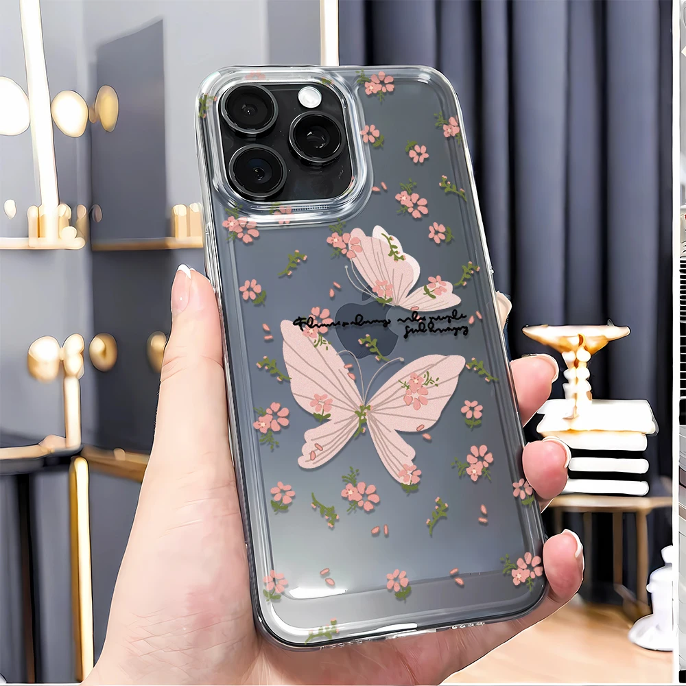 

Чехол для iPhone 16 Pro Max 15 14 13 12 11 Прозрачный чехол для телефона с мультяшным собачьим бантом для iPhone XS Max X XR 7 8 Plus SE 2022 Чехлы