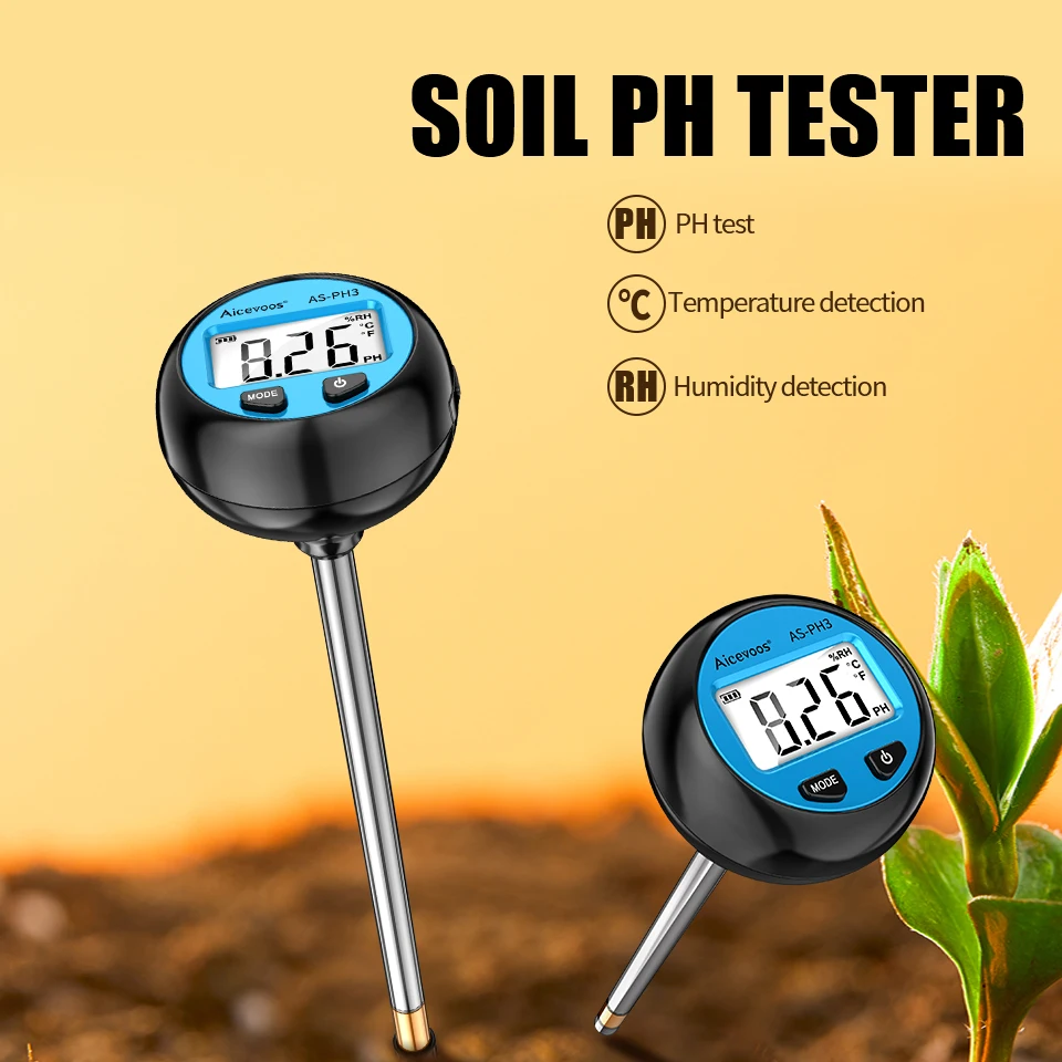 Aicevoos Digital 3 in 1 Soil Ph Meter,Temperature Moisture Monitor,Ph Activity Tester,Gardening Soil Measuring Instruments