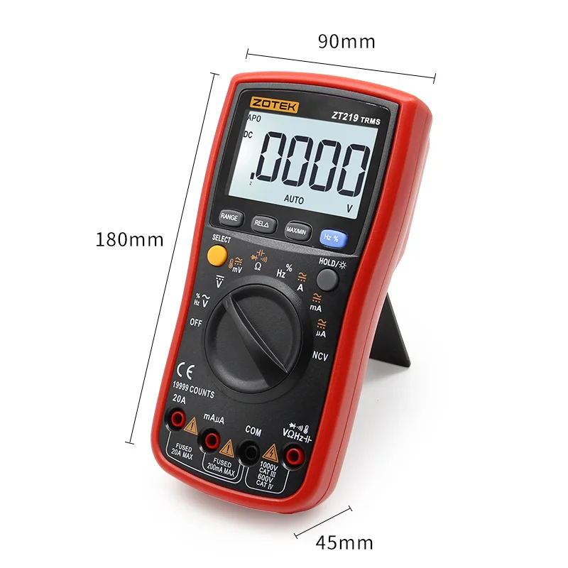 Imagem -04 - Multímetro Digital 19999 Contagens Medidor de Tensão ac dc Amperímetro True Rms Multimetro de Alcance Automático Ferramentas Eletricista Profissional Zt219