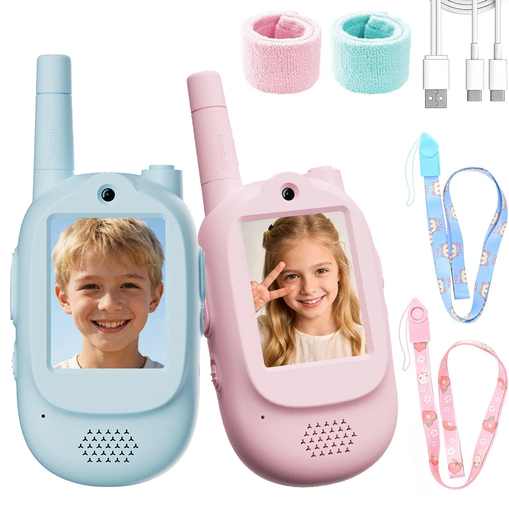 video-walkie-talkies-for-kids-2-pack-video-chat-voice-changer-walkies-talkies-with-watchstraps-outside-gifts-for-boys-girl