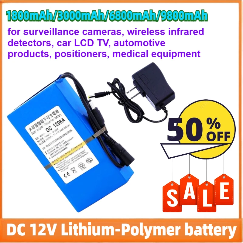 

12V 9800mAh Rechargeable Portable Lithium Polymer Battery Pack for CCTV Camera Wireless Transmitter DC1298A 12v Battery
