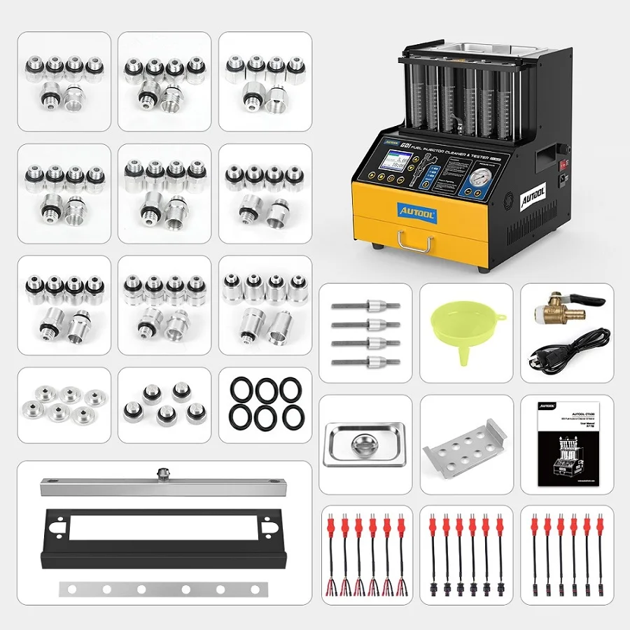 AUTOOL CT500 EFI GDI FEI Fuel Injector Cleaner & Tester Machine 6 Cylinders Fuel Injector Cleaner Tester for Car & Motorcycle