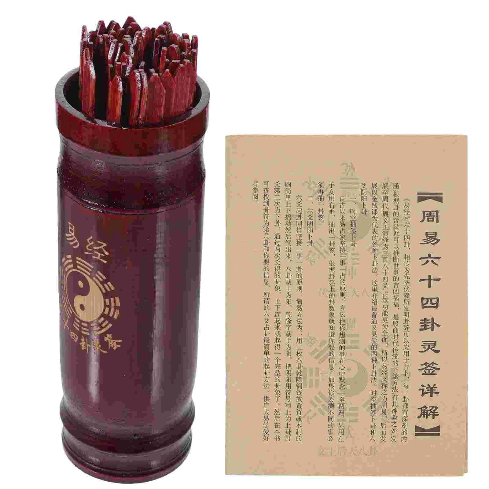 Props Begging Lottery Chinese Fortune Sticks Wooden Telling Divination Game Bucket