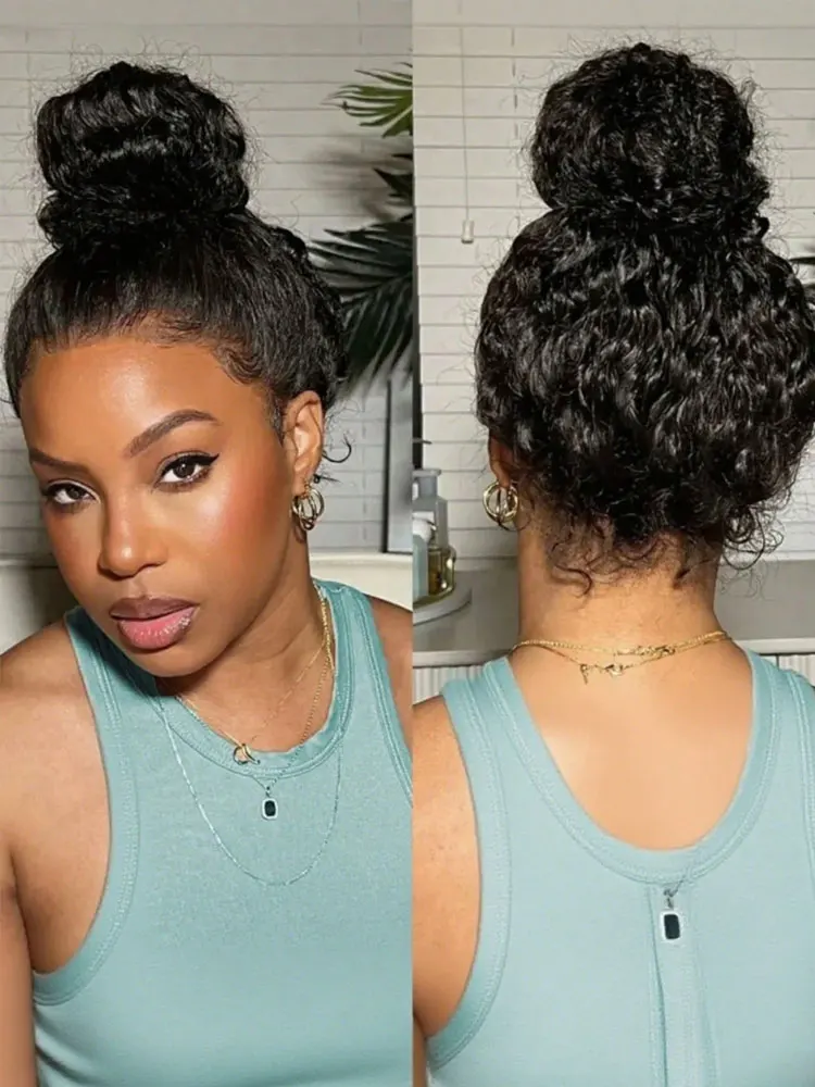 

42 Inch 250 Density Deep Wave Lace Front Wigs Human Hair HD Lace Front Wigs Human Hair Pre Plucked Glueless Curly Human Hair Wig