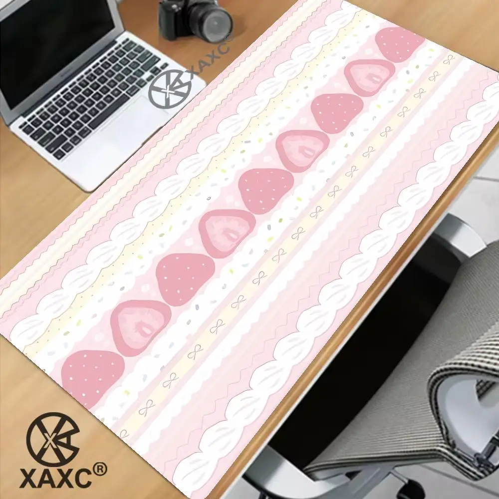 Leather Desk Pad Protector Pink Strawberry Cake Girl Kawaii  Office Desk Mat Waterproof Non-Slip PU Desk Blotter Pad XAXC