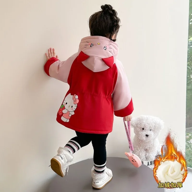 

Girly Heart Hello Kitty Anime Kawaii Sanrio Cotton Padded Windbreaker Jacket Autumn Winter 2025 Cute Cool Coat Gifts for Kids