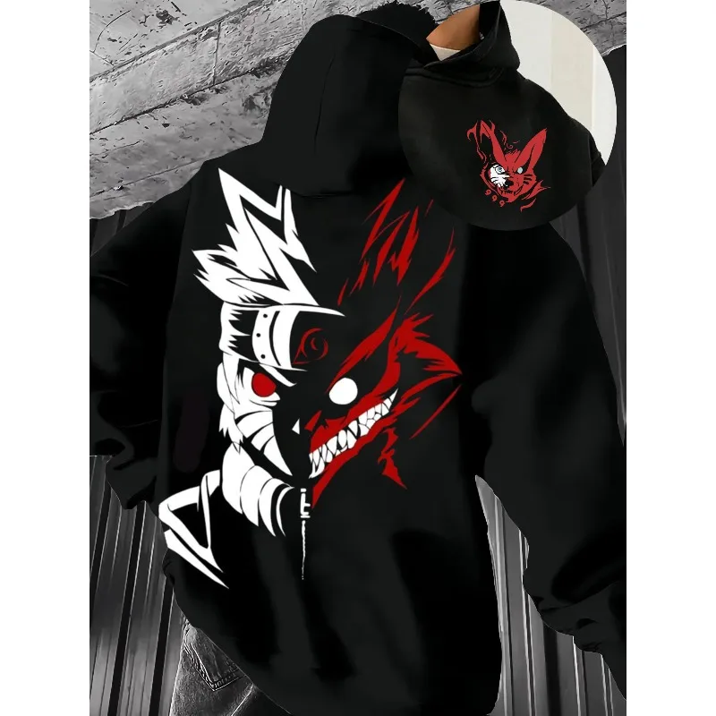 Sudadera con capucha de Naruto Uzumaki para hombre y mujer, sudadera con estampado de Anime, ropa de calle negra, chaqueta informal con capucha para Cosplay, Tops de manga larga de otoño