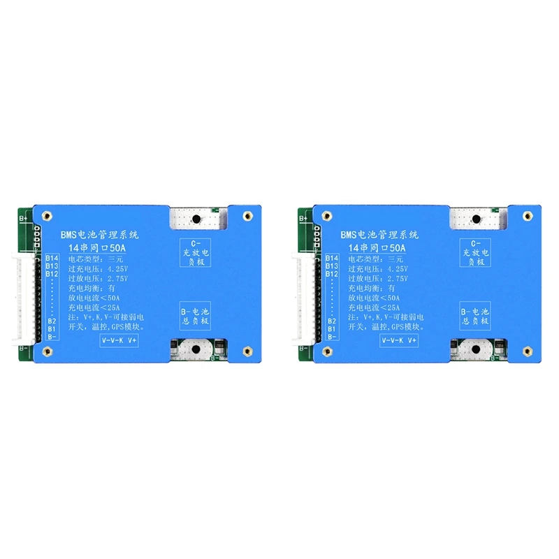 

2X 14S 50A Ternary Lithium Battery Protection Board 52V Charge And Discharge With Voltage Balance Bms Function-A82M