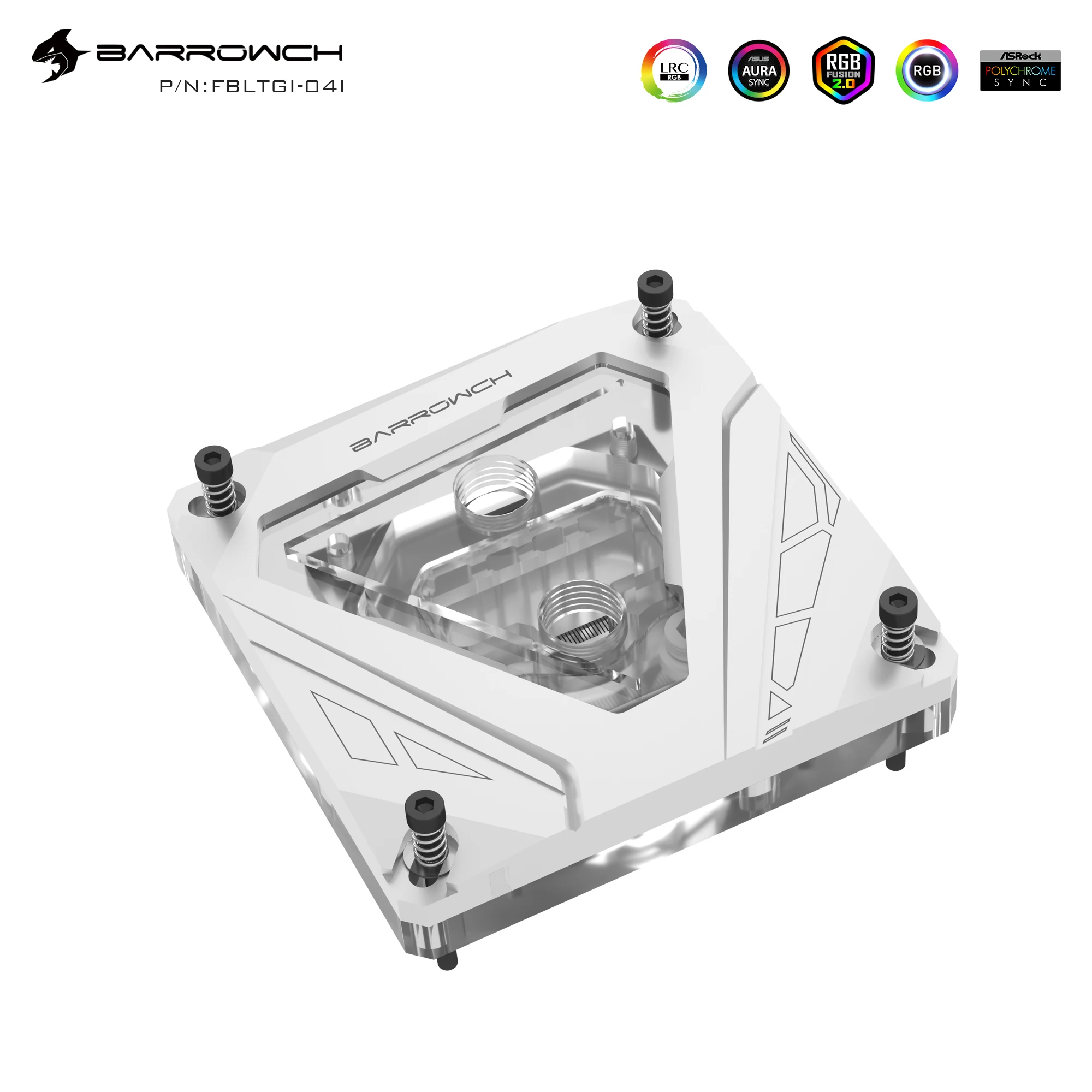 BARROWCH CPU Water Block For INTEL LGA 115X/X99/X299/1700/1200 Processor Platform Cooler,White,Black,FBLTGI-04I