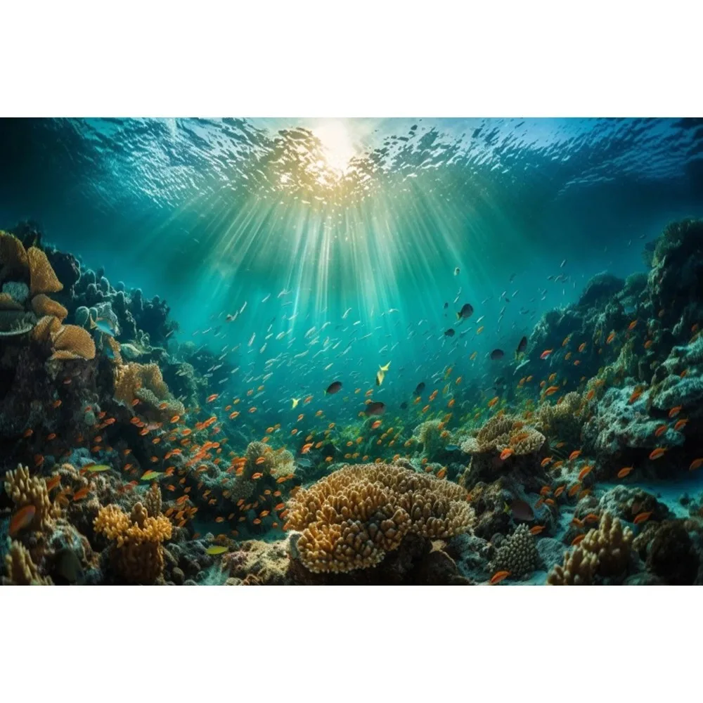 Onderwaterwereld zeewier thema banner fotografie achtergrond, kinderverjaardagsfeestje, huisdecoratie fotografie achtergrond