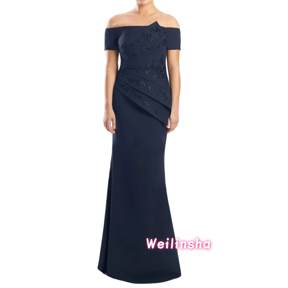 Customized Elegant Appliques Off The Mother of the Bride Dress Wedding Party Gowns Short Sleeve Mermaid  Bridal Dress