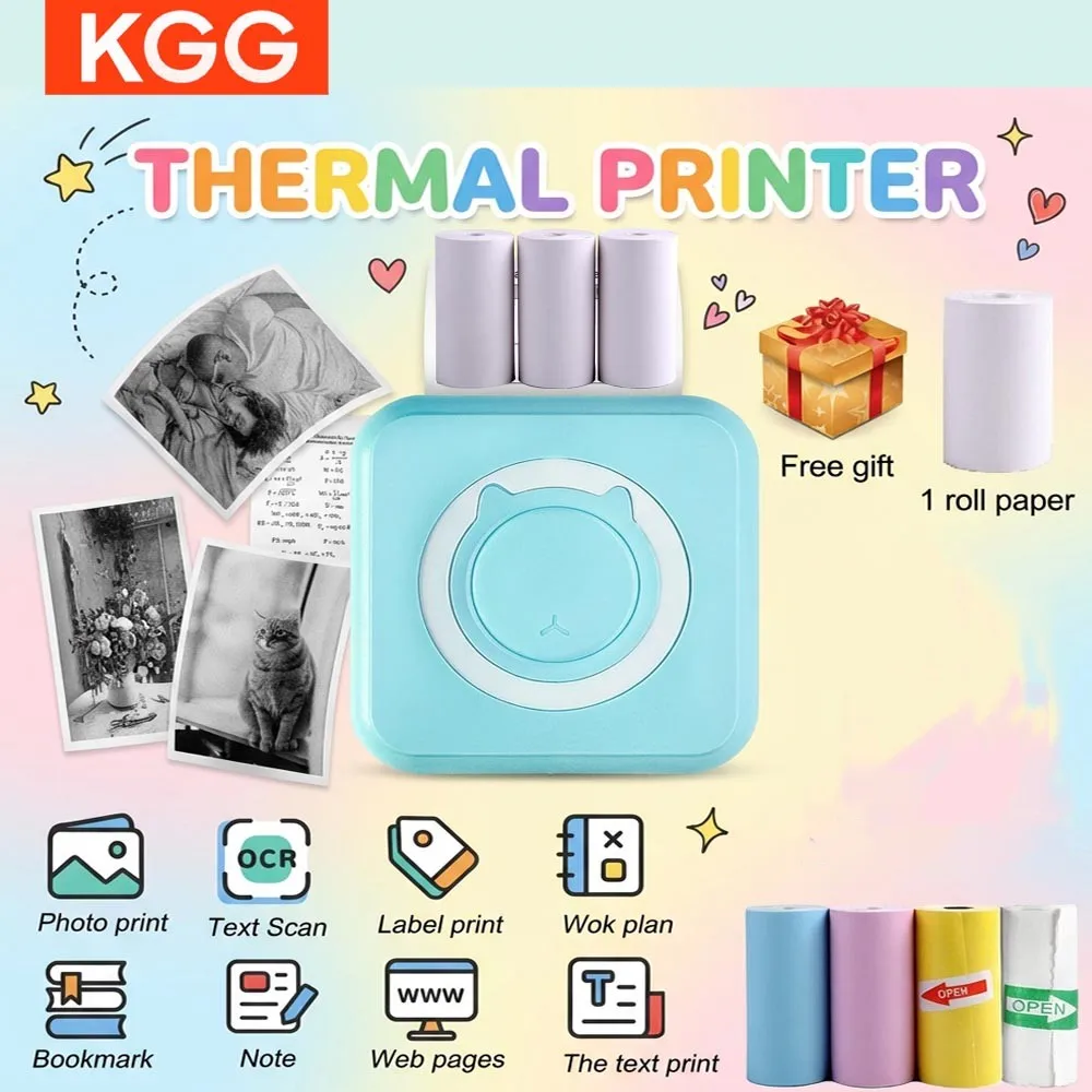 

Портативный термопринтер для этикеток, наклеек, чеков, заметок, мини-принтер с Bluetooth для Android и IOS, подарок для мальчиков и девочек, для домашнего и офисного использования