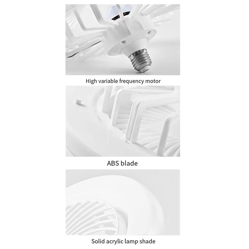 BHBD-Ceiling Fan With Lights ,E27 Enclosed Low Fan Light Electric Fandelier With Remote Control Three Colors