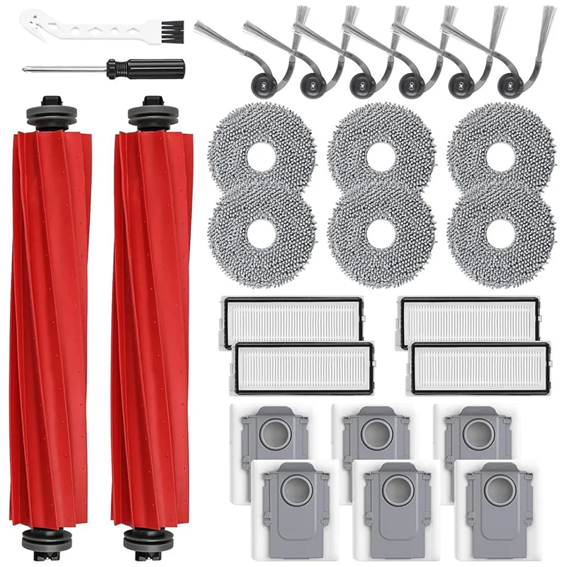 

ABZA-для Roborock QV 35A/QV 35S запасные части - основная боковая щетка HEPA-фильтр, подушечки для швабры, мешки для пыли для робота-пылесоса