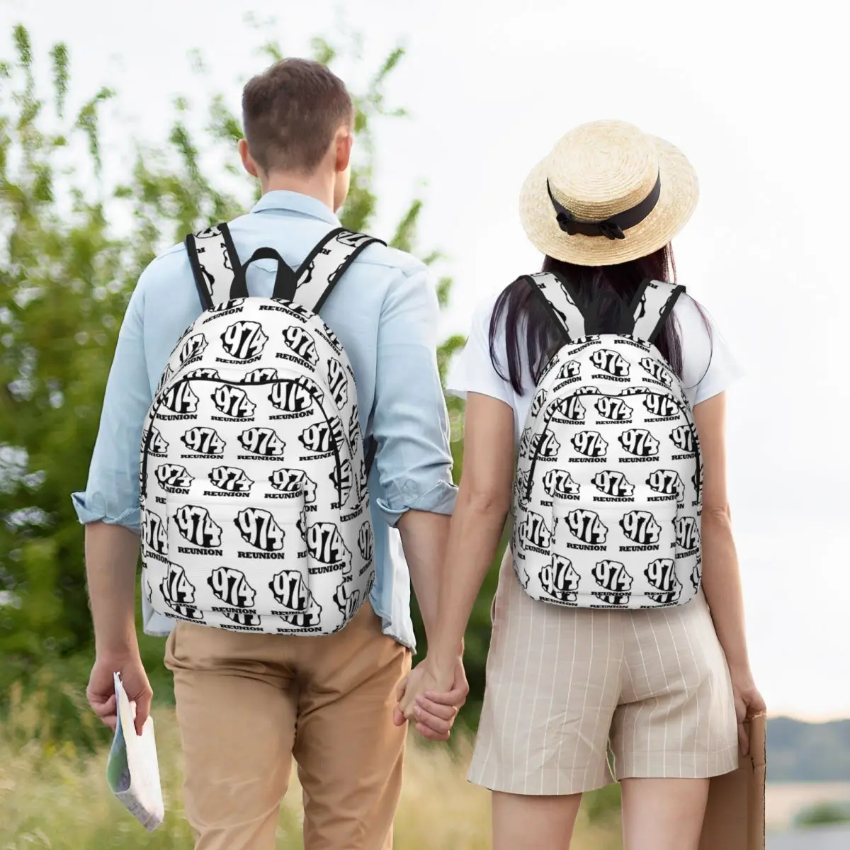 974 Reunion Island Flag Student Backpack School Bag Hiking Travel Daypack for Men Women Bookbag Shoulder Bags
