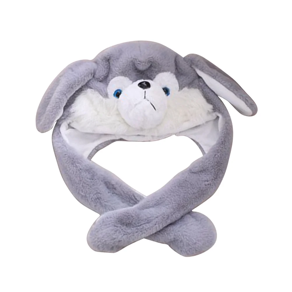 Disfraz de animal divertido móvil para orejas móviles, sombrero para perro, gorro de dibujos animados suave y cálido para niños y adultos
