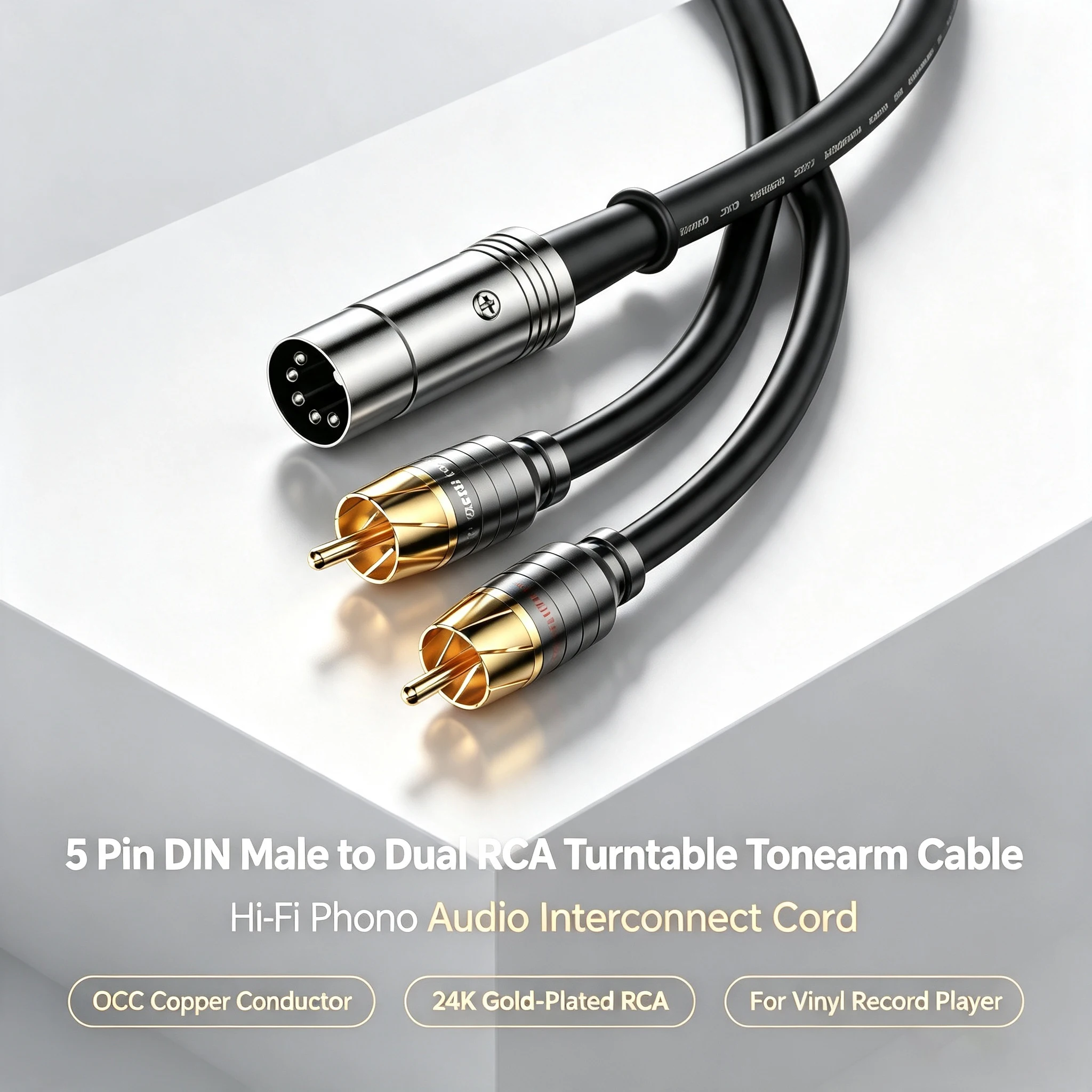 A53 HIFI Audio Phono Cable with 5 Pin DIN Male to Dual RCA Plugs Audio Signal Cable for HiFi Stereo Systems