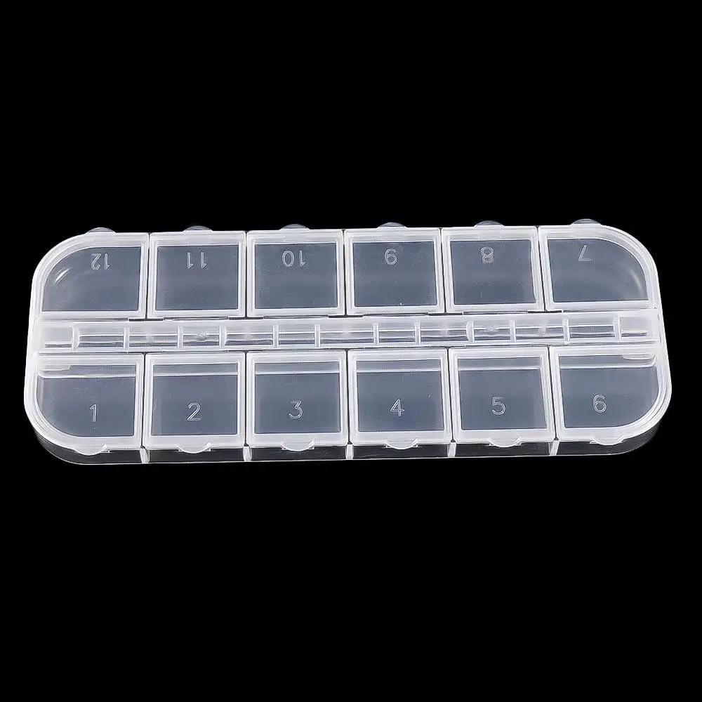 12 Grid Plastic Nail Art Charms Earring Rhinestones Storage Box Empty Case Nail Art Rhinestone Storage Box Jewelry Organizer