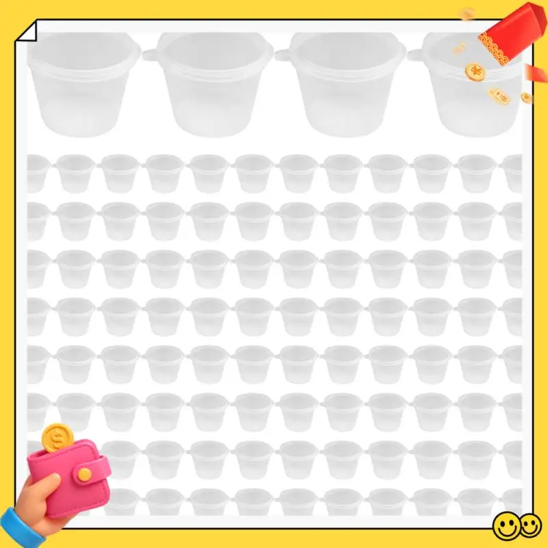A89Q-100 X macetas redondas para contenedores de alimentos de 1Oz con tapas, macetas con bisagras, tazas de gelatina reutilizables, pequeños platos para restaurantes
