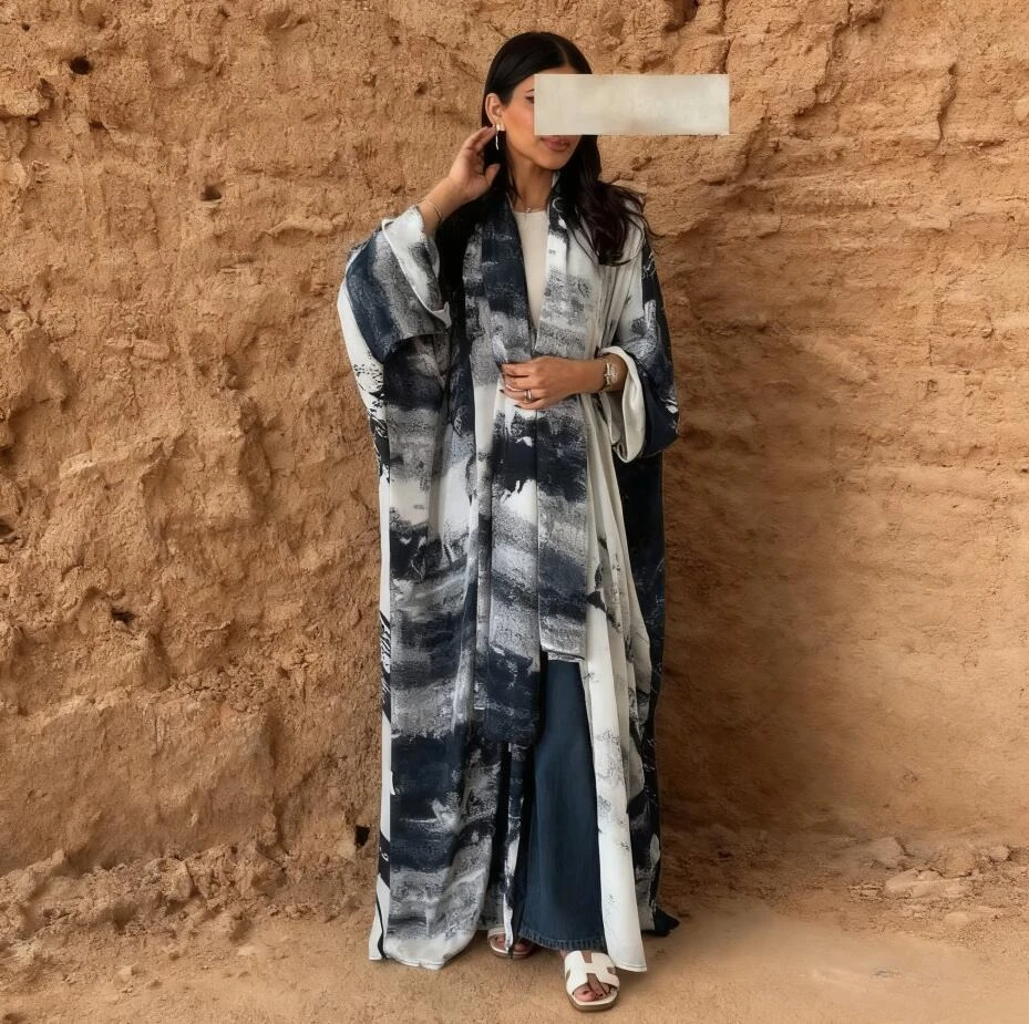 

Ид женский принт Абая шарф кадиган платье Дубай мусульманская вечеринка Джалабия Рамадан Марокко Кафтан Vestidos Largo арабский длинный халат