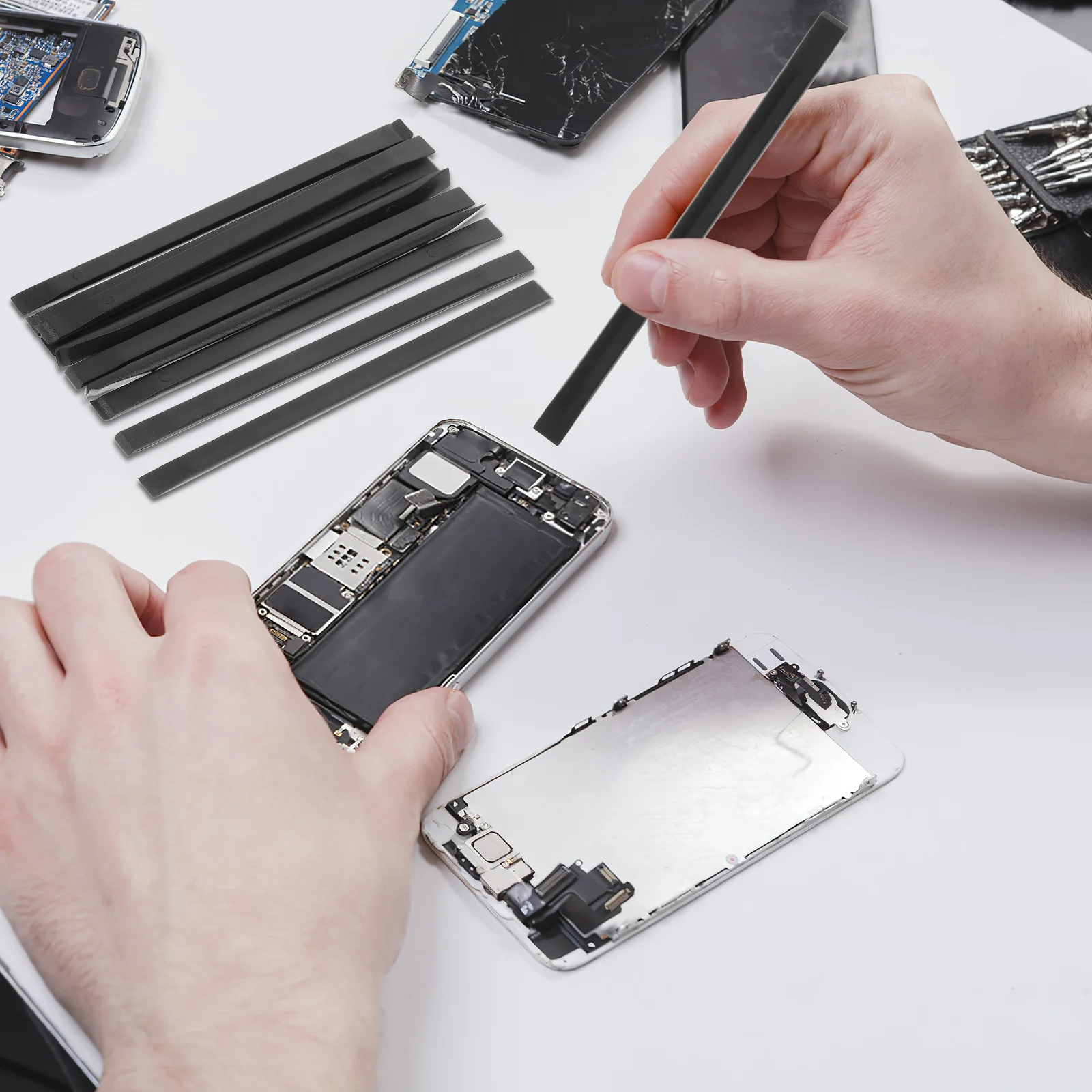 

10Pcs Electronic Opening Pry Tools Plastic Spudgers Professional Flat Double-Ended Non-Slip Handle Phone Tablet Screen Repair