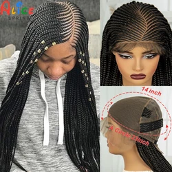 36Inch Lace Braided Wigs Full Lace Synthetic Braids Wigs with Baby Hair Lace Frontal Handmade Cornrow Braids Wig for Black Women