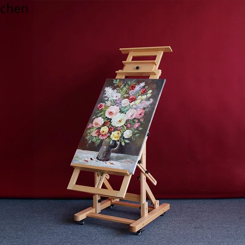 HYS Beech Wood Easel for Art Students, Multi-Functional, Flat and Standing, Adjustable and Extendable