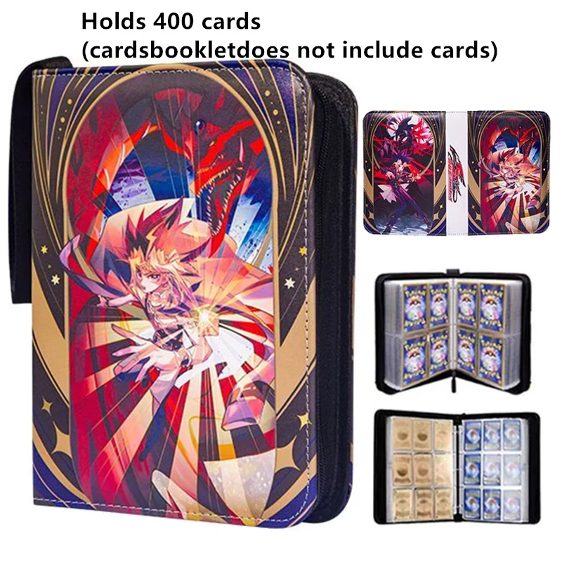 400 sztuk/900 sztuk Yu Gi Oh Album na karty Folder na książki 4/9 miejsc na karty Kolekcje Zamek błyskawiczny Podwójna kieszeń Zamek błyskawiczny