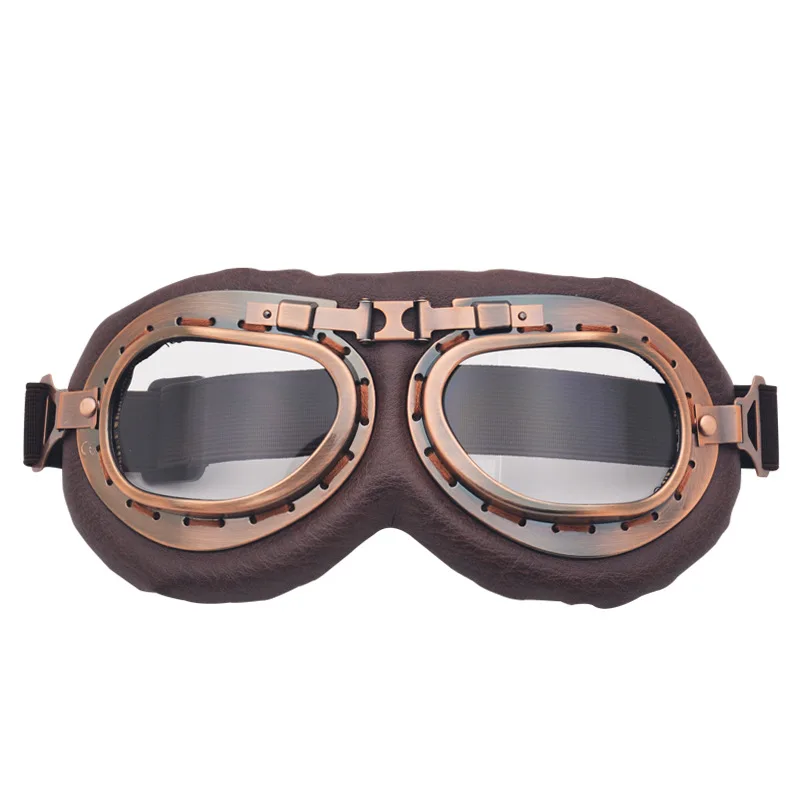 Retro Motorcycle Goggles Protective Gear Glasses Vintage Moto Classic Goggles for Harley Pilot Steampunk ATV Bike Copper Helmet image 2