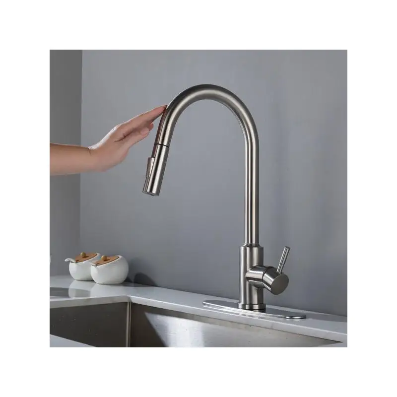 

Brushed Nickel Touch Kitchen Faucet with Pull Down Spray Head