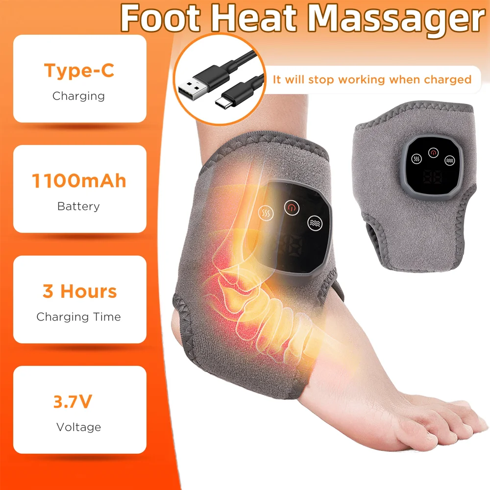 

Electric Foot Heat Massager Hot Compress Vibration Health Care Ankle Massage Wrap for Joint Protection Ankle Support Brace Gift