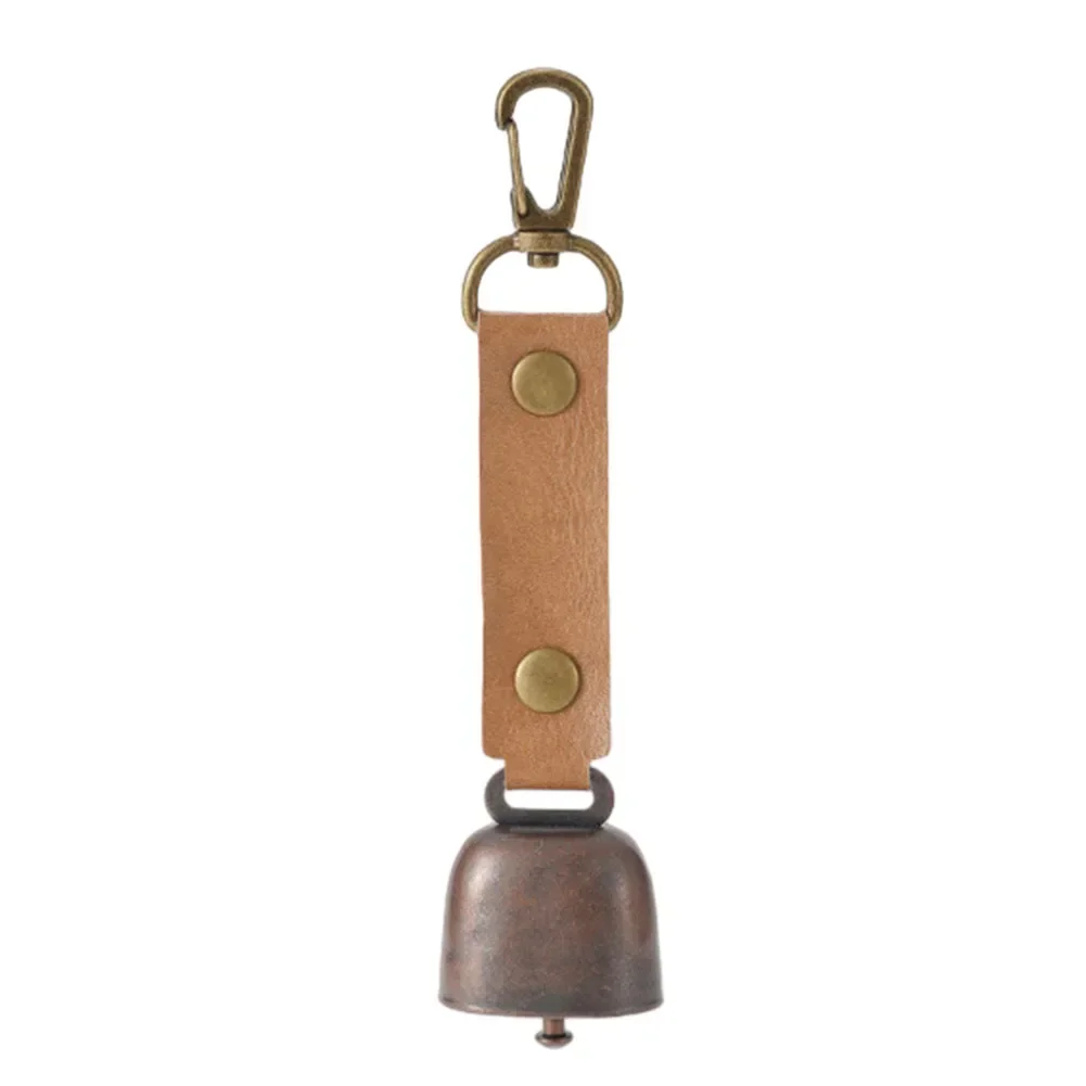 Outdoor Bell Cowbell For Camping Hiking Keychain Metal PU+Metal Pendant Pet Small Snap Button Design Brand New