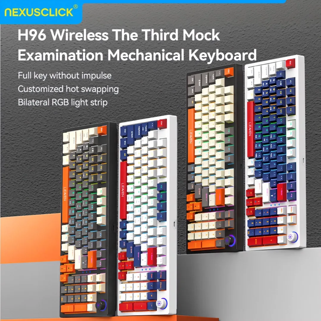 NexusClick 87% Tri-Mode Bluetooth Wireless Mechanical Keyboard,E-sports Game Full Key Hot Plug Custom Keyboard for Office Gamer