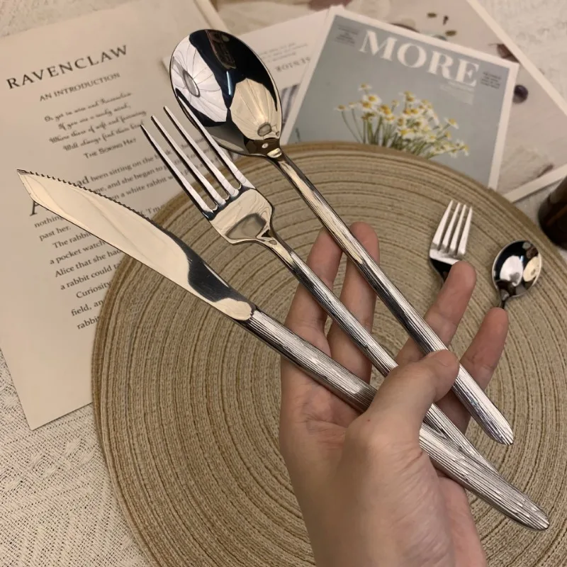 

Tree-patterned tableware, knife, fork and spoon set, light luxury hotel Western tableware,steak knife,fork and dessert spoon set