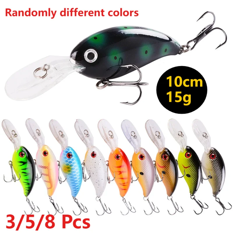 3/5/8 قطعة من مجموعة طُعم الصيد العشوائي، طُعم كرنك صغير متذبذب كرانكبيت الطعم الاصطناعي لملحقات معدات صيد الأسماك