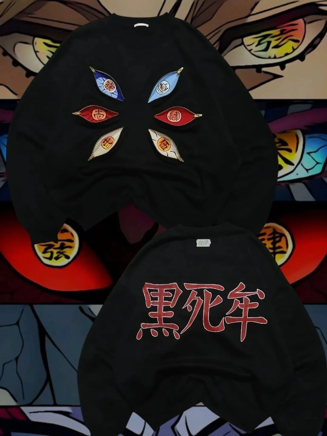 

Twelve Kizuki Zipper Eyes Graphic T Shirts Harajuku Vintage Long Sleeve Goth Style Streetwear Kokushibo Y2k Tops Women clothing