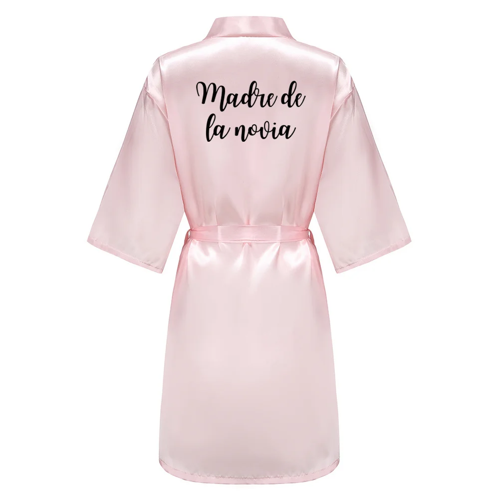 Light Pink Satin Nupcial Robe para Mulheres, Espanhol Wedding Robe, Novia Kimono, Noiva Party, Bridesmaid Robes