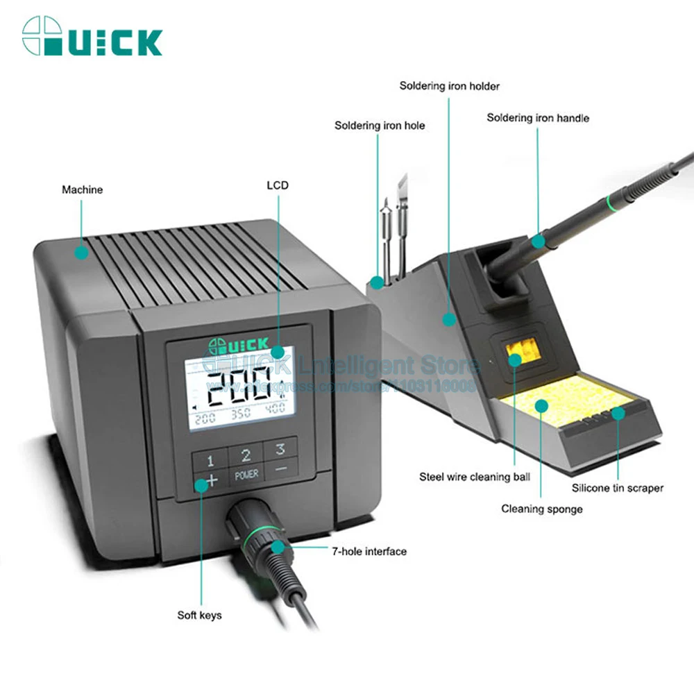 Soldering Station QUICK Q8 Electric Soldering Irons 150W LCD Digital Display Intelligent Precision Flying Lead Desoldering