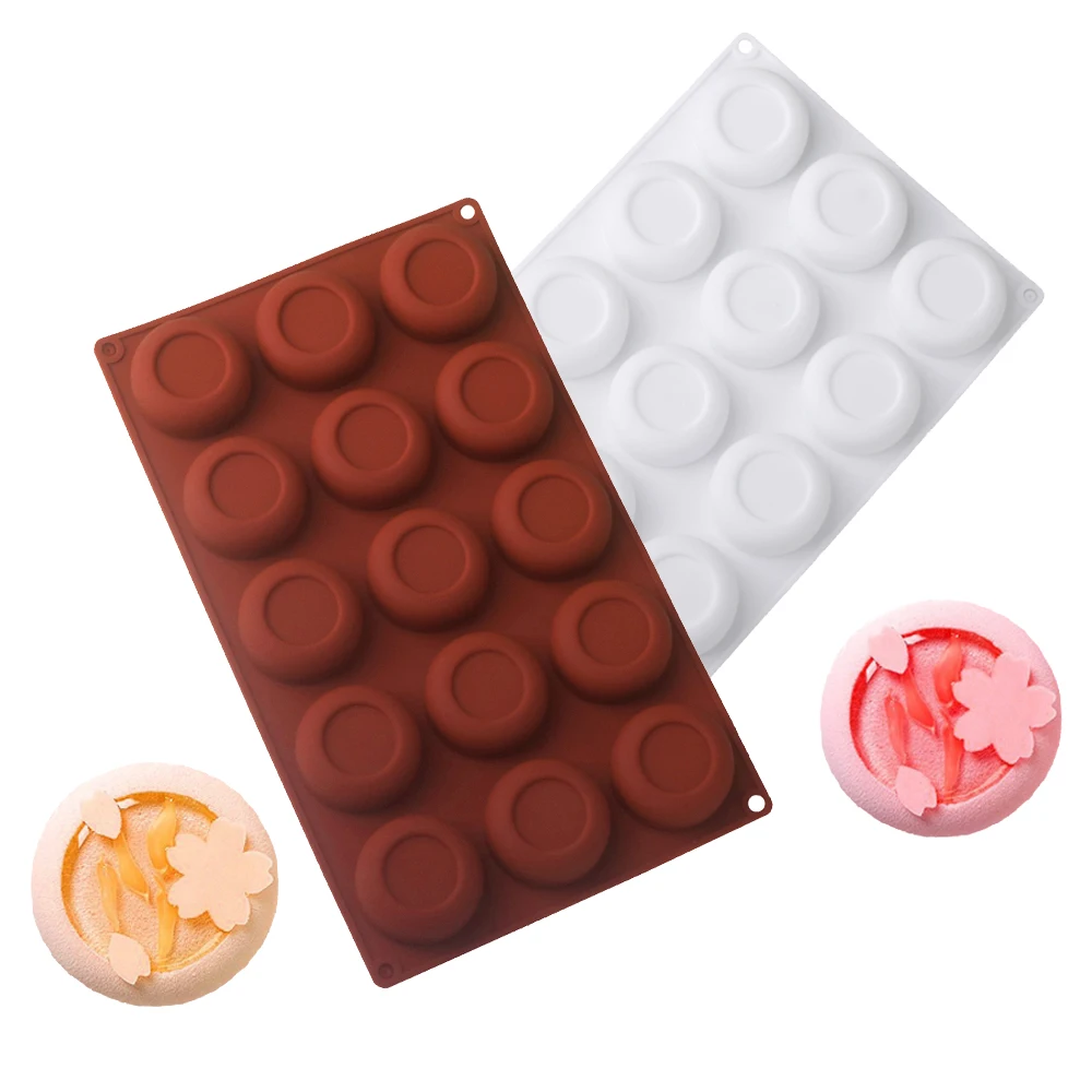 Runde konkave Silikonform mit 15 Mulden, runde kleine Dessertform für Mousse, Kuchen, Schokolade, französisches Gebäck, Backform