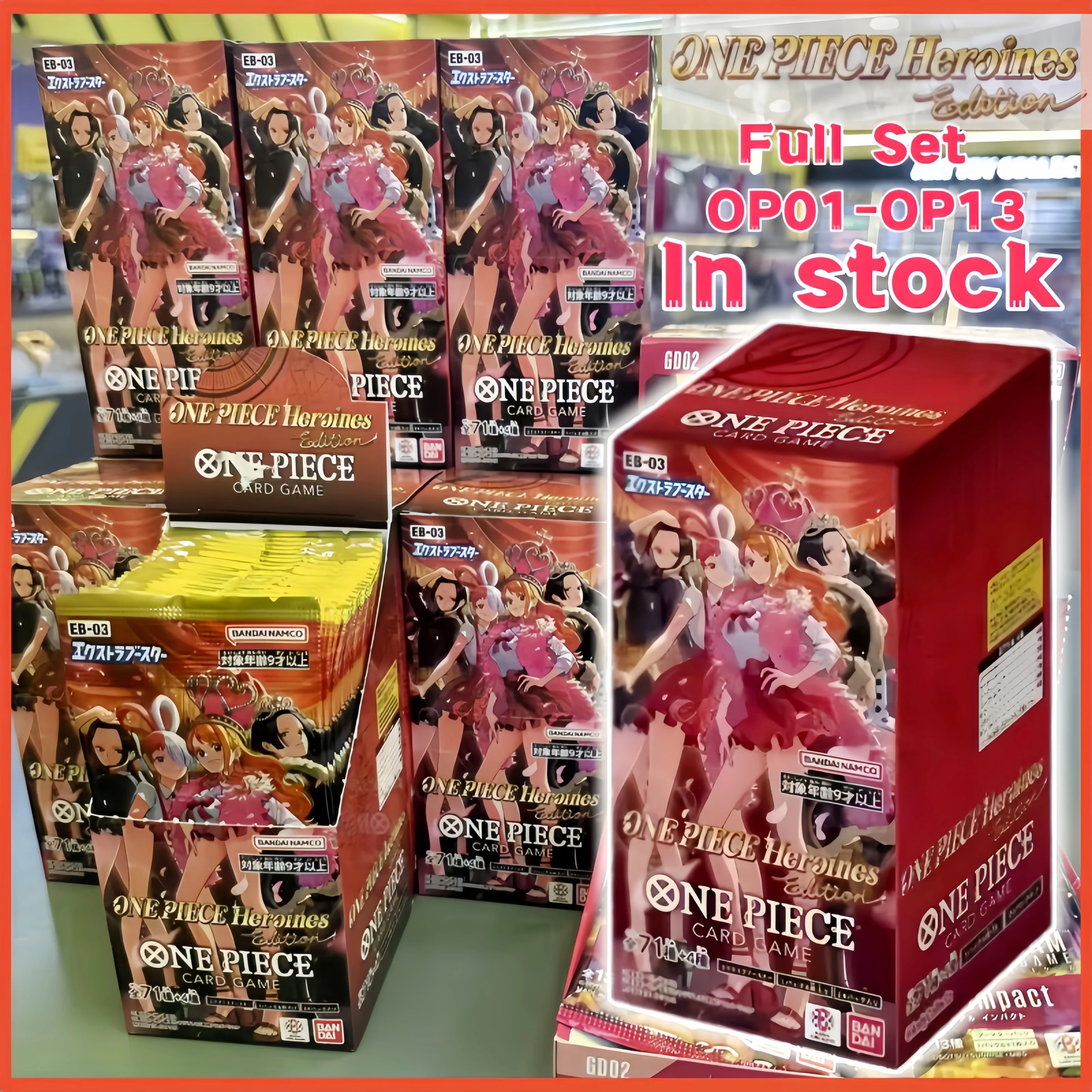 

Genuine One Piece Tcg Cards - Full Set Op01-Op13 Heroines Edition Ebc-03/Eb03 Japanese Booster Box Trading Card Game Collection