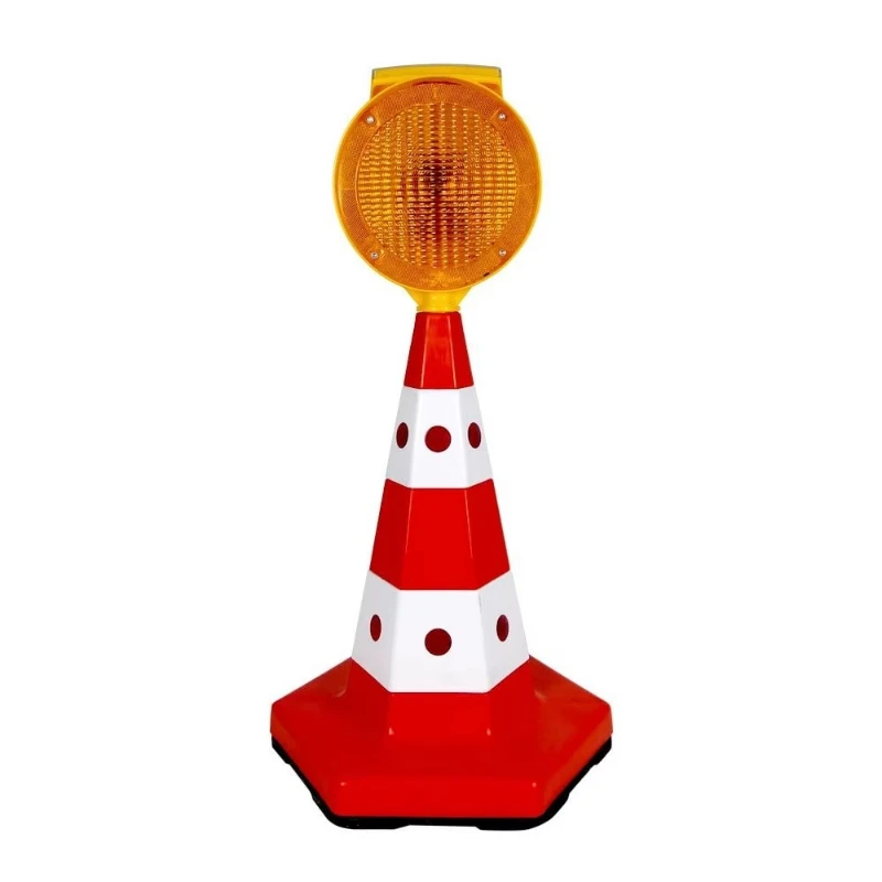Classic yellow cat eye reflective traffic cone set 2x6 pieces, cat eye lens IP65 protection level, ground-mounted lane signs