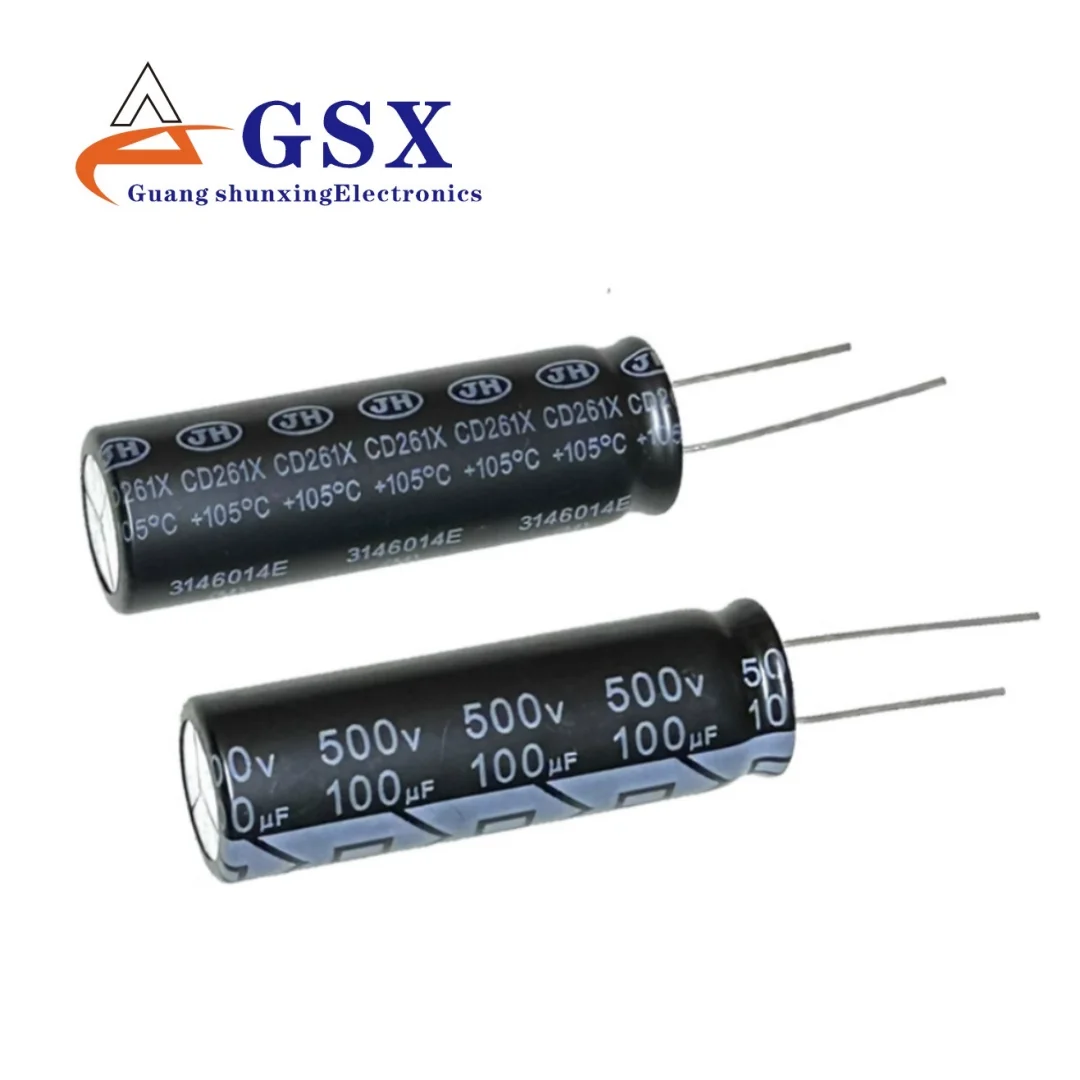

brand new aluminum electrolytic capacitor, 500v100uf 16*50, Jianghai CD261X, Diameter 16mm, height 50mm, leg spacing 7.5mm