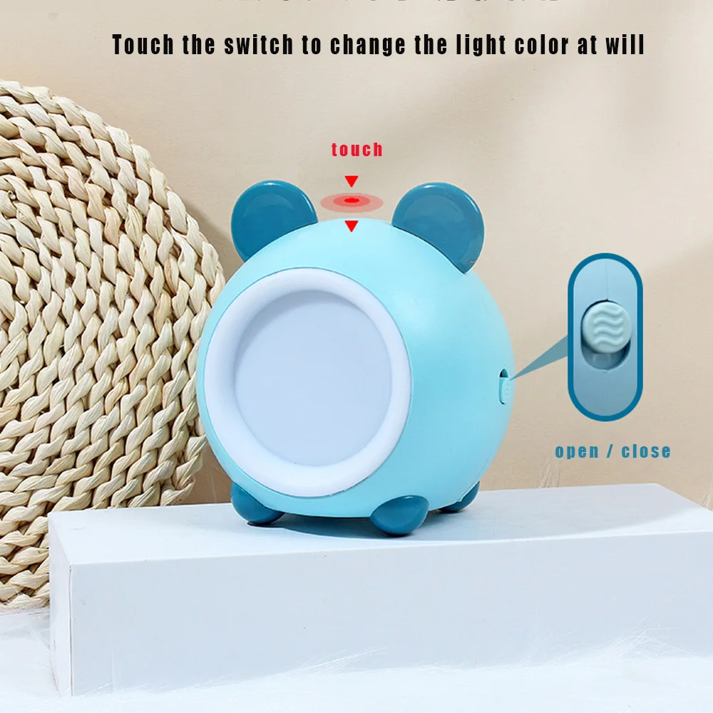 Night Light Cute Animal Deer Bear Coelho Criança Toque Night Lights USB Charging Stepless Escurecimento Bedside Lamp Kids Birthday Gift