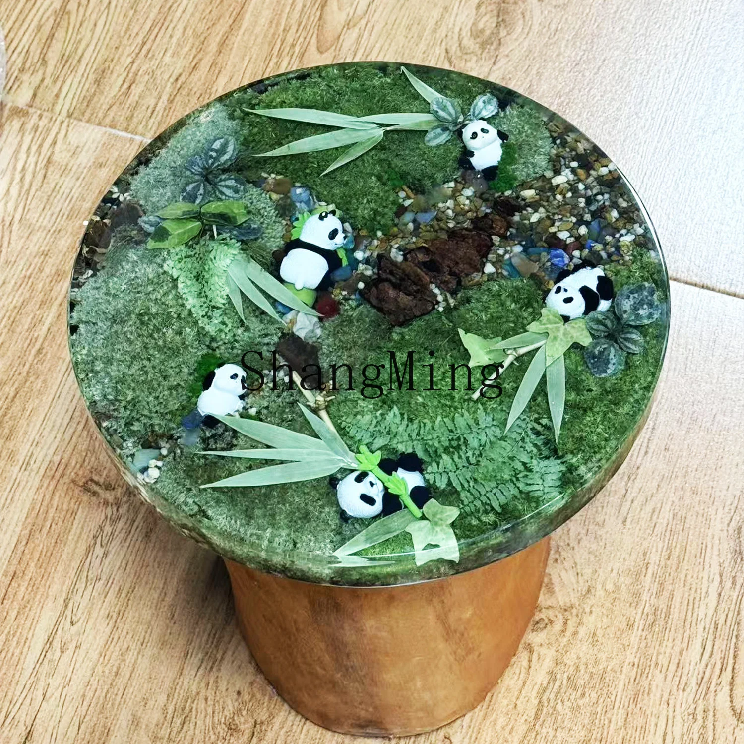 ZYY ضوء فاخر زهرة حقيقية مطعمة راتنجات الايبوكسي طاولة القهوة المستديرة طاولة الشاي غرفة المعيشة المنزل استخدام طاولة مستديرة صغيرة #5