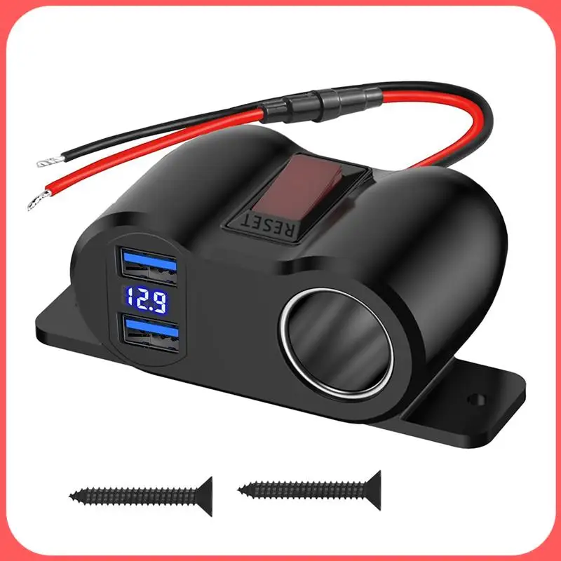 

X12A-QC3.0 USB 3.0 Cigarette Lighter Socket Splitter With Voltmeter 12V Car Charger Power Adapter For Marine Motorcycle Truck