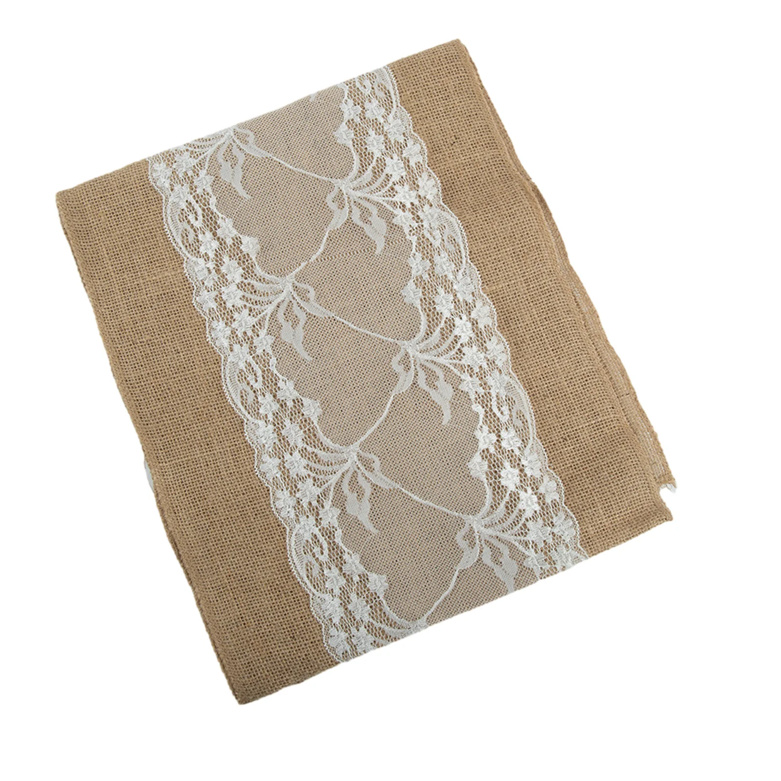 For Jute Table For Runner with Lace Detail for Rustic Wedding and Party Decor Lightweight Linen Material 30*275cm