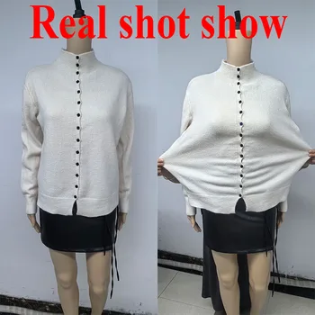 New Soft Comfortable Stand-Up Collar Sweater Cardigan Women Simple Single Breasted Cardigans Coat Autumn Solid Knitted Outerwear 6